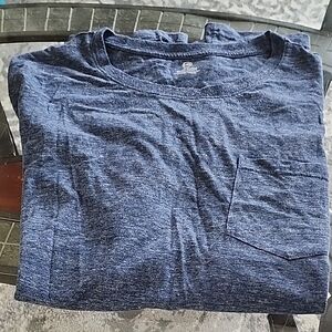 Blue Crew Neck Front Pocket T-Shirt